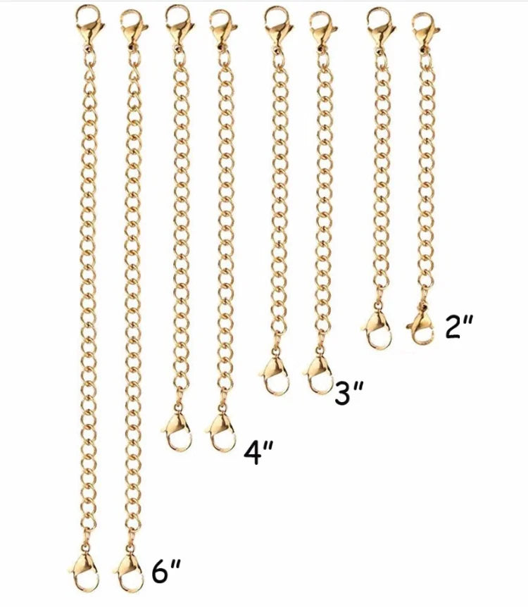 10pcs Stainless Steel Jewelry Extender Chains - Adjustable Necklace & Bracelet Extension Links with Lobster Clasps for DIY Crafting