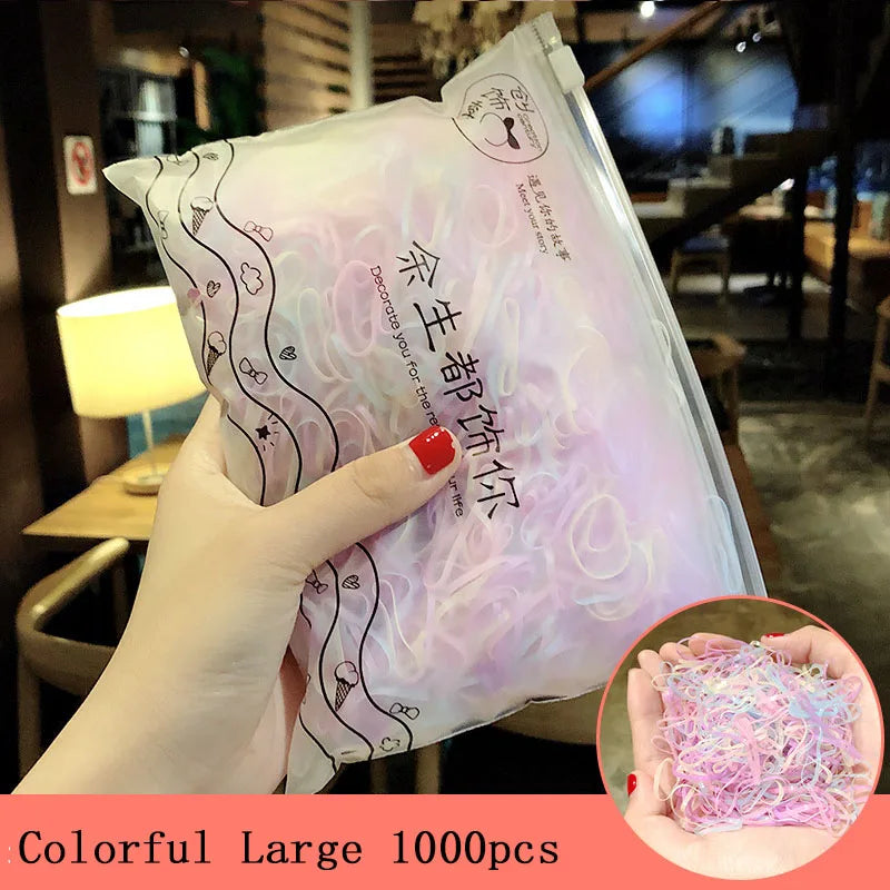 1000pcs Colorful Disposable Rubber Hair Bands for Girls – Small Ponytail Scrunchies, Fashion Hair Accessories Pack