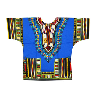 African Dashiki Cotton T-Shirt - Traditional Printed Unisex Fashion Top with Vibrant Ethnic Style Design