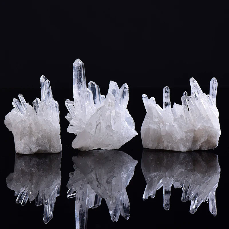 Natural White Quartz Crystal Cluster — Healing Reiki Stone Point Specimen for Health & Home Decoration Raw Crystals