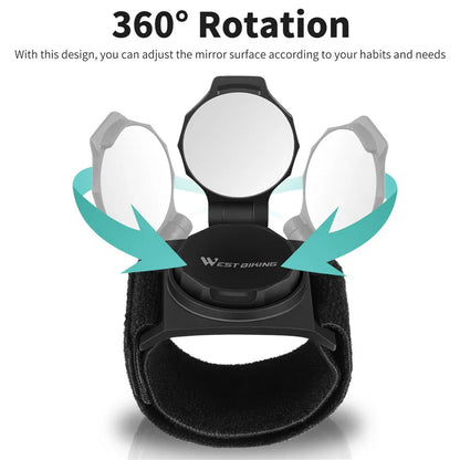 WEST BIKING Cycling Rearview Mirror, 360-Degree Rotating HD Convex Wrist Mirror for Bike Safety and Bicycle Accessories