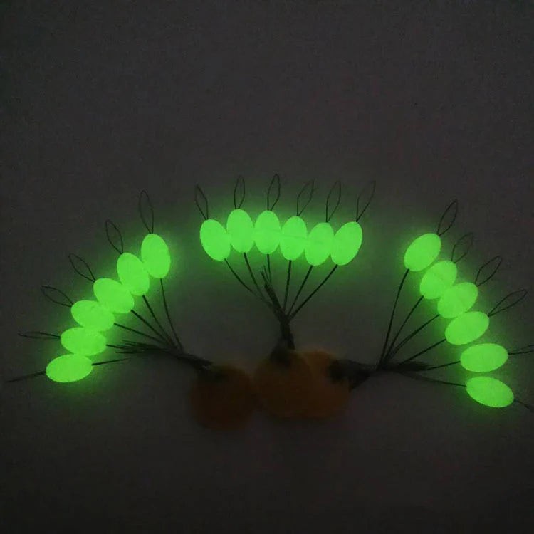 30Pcs Luminous Oval Fishing Floats - Easy Stopper Space Beans for Night Carp Fishing Rigs