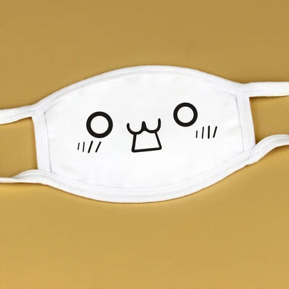Kawaii Anime Expression Cotton Face Mask – Breathable Smile Mouth Muffle for Unisex Korean Style