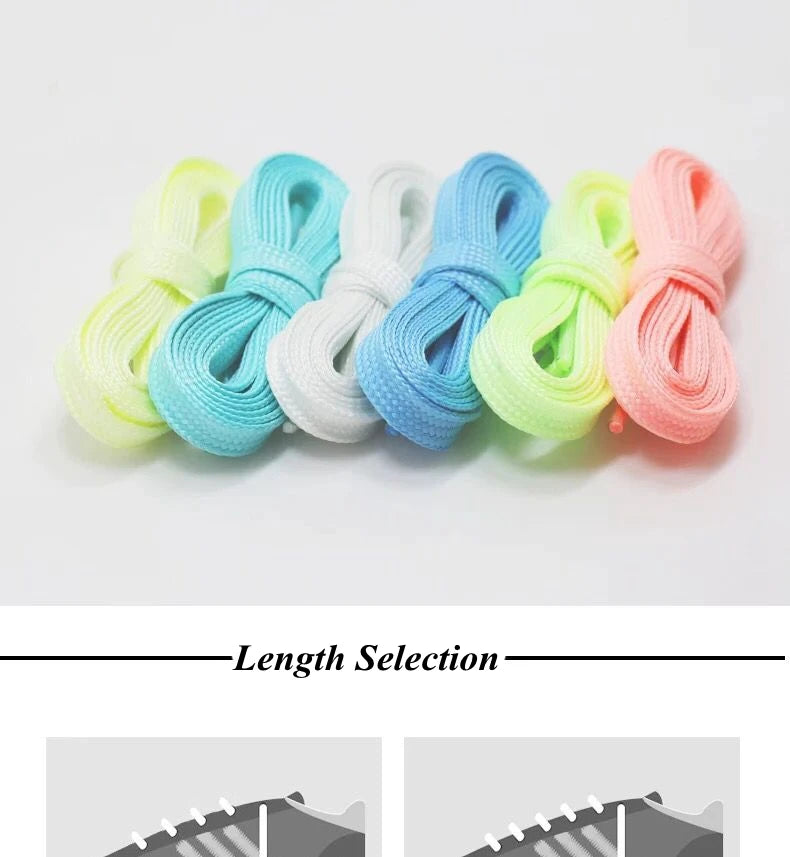 Luminous Flat Shoelaces - Glow in the Dark Fluorescent Sneaker & Canvas Shoe Laces, 80/100/120/140cm