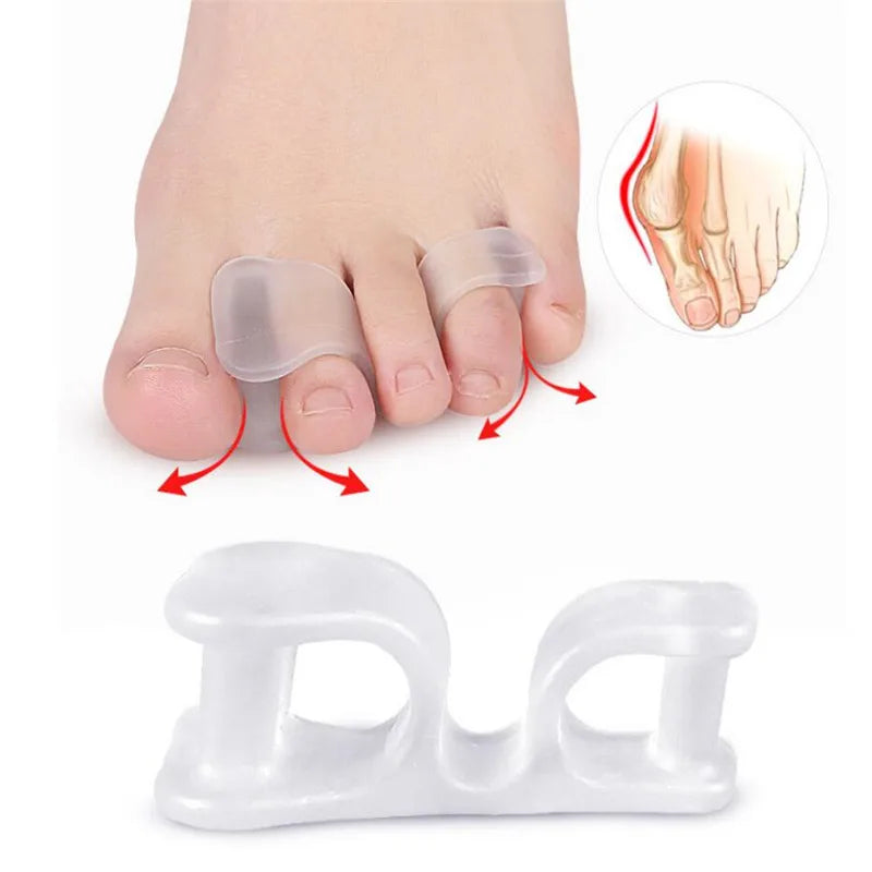 2Pcs Silicone Big Toe Separator & Corrector — Two-Hole Gel Toe Spacer for Valgus Relief, Pedicure & Foot Care Tool