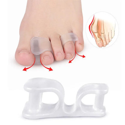 2Pcs Silicone Big Toe Separator & Corrector — Two-Hole Gel Toe Spacer for Valgus Relief, Pedicure & Foot Care Tool