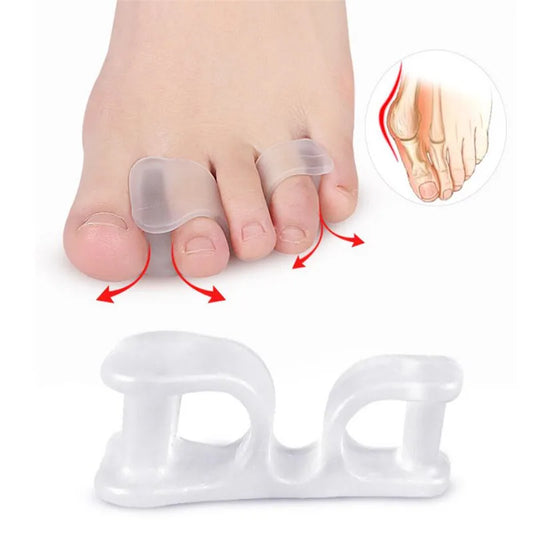 2Pcs Silicone Big Toe Separator & Corrector — Two-Hole Gel Toe Spacer for Valgus Relief, Pedicure & Foot Care Tool