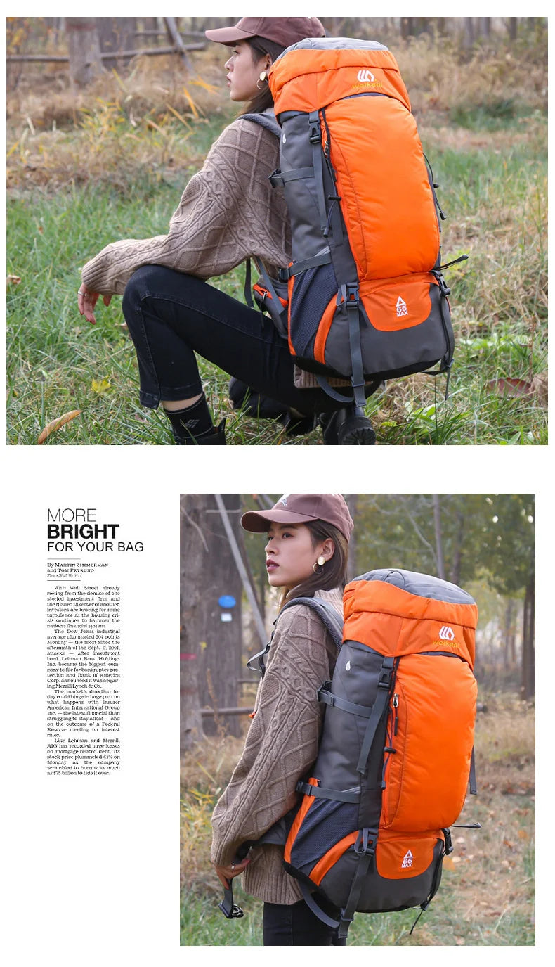 65L Large Camping Backpack — Waterproof Outdoor Hiking, Climbing & Trekking Mountaineering Sport Bag