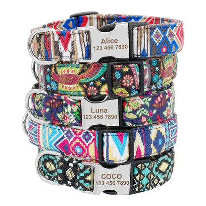 Adjustable Nylon Dog & Cat Collar – Personalized ID Collar with Engraved Name Buckle, Anti-Lost for Small, Medium & Large Pets