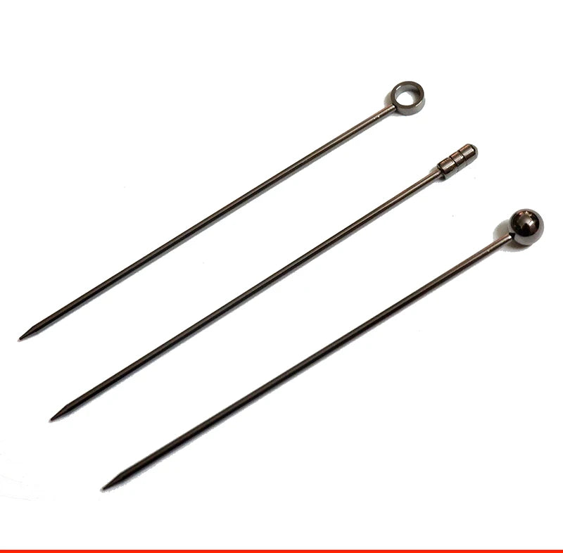 10PCS Stainless Steel Cocktail Picks - Fruit Sticks & Drink Stirring Sticks in Circle, Ball, and Hat Shapes