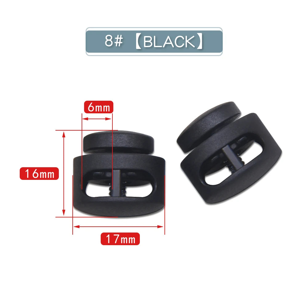 10pcs Plastic Cord Lock Stopper – Black Frost Toggle Clips for Shoelaces, Sportswear & DIY Bag Accessories