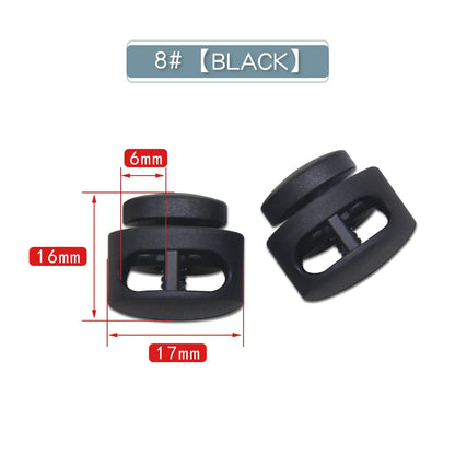 10pcs Plastic Cord Lock Stopper – Black Frost Toggle Clips for Shoelaces, Sportswear & DIY Bag Accessories