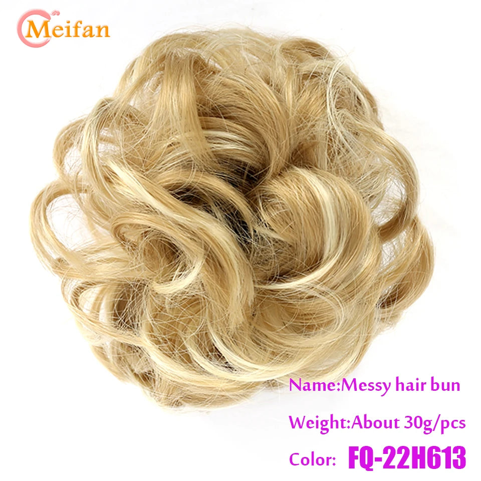 MEIFAN Synthetic Chignon Hair Bun – Elastic Rubber Band Clip-In Updo Ponytail Hair Extension for Women