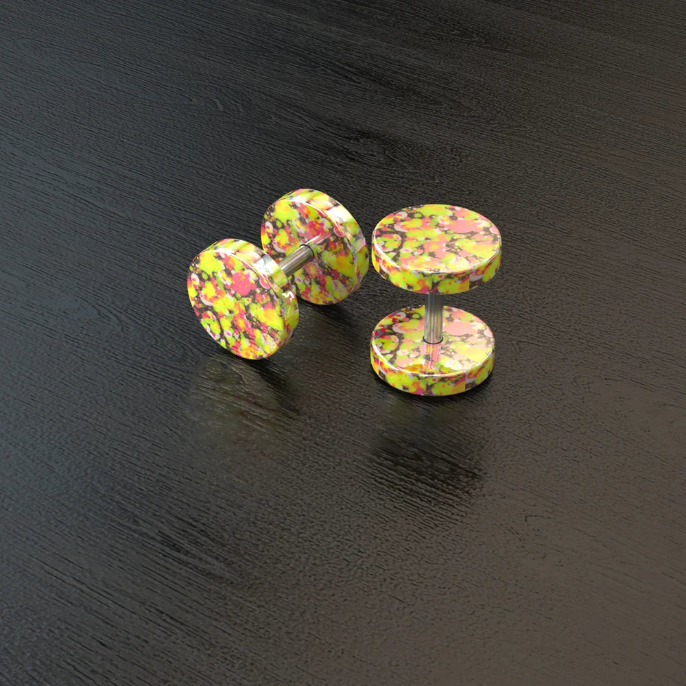 Stainless Steel Stud Earrings & Ear Plugs — Faux Punk Barbell Tunnels, Fake Piercing Gauges for Men & Women Body Jewelry