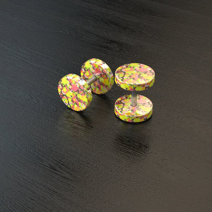 Stainless Steel Stud Earrings & Ear Plugs — Faux Punk Barbell Tunnels, Fake Piercing Gauges for Men & Women Body Jewelry