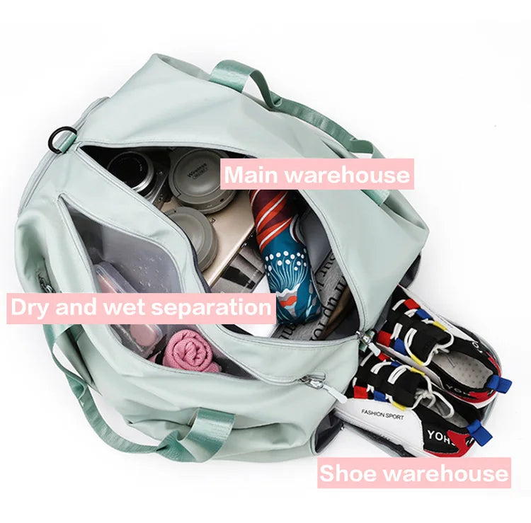 Women's Sports Gym Bag - Travel Dry Wet Tote, Multifunctional Weekend Duffle for Fitness, Yoga & Swimming