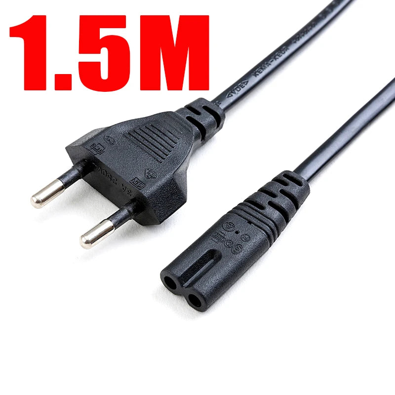 2-Pin US/EU to C7 C8 Power Extension Cable – Figure 8 LED Light & Laptop Cord for PS4, 0.6M/1.5M