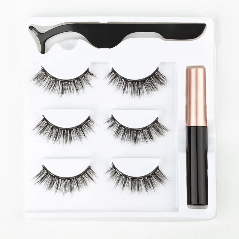3D Magnetic Mink Eyelashes with Magnetic Eyeliner – Short False Lashes, Handmade, Long-Lasting Eye Makeup Tool