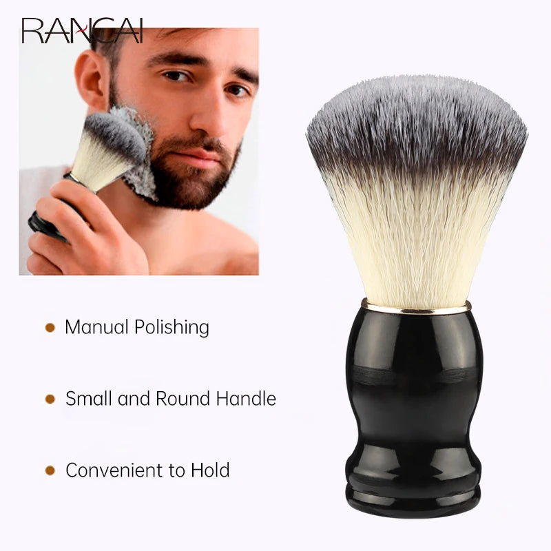 Beard Shaving Brush – Wooden Handle Bristle Hair Brush for Men, Barber Soap Foam Shave & Facial Cleaning Tool