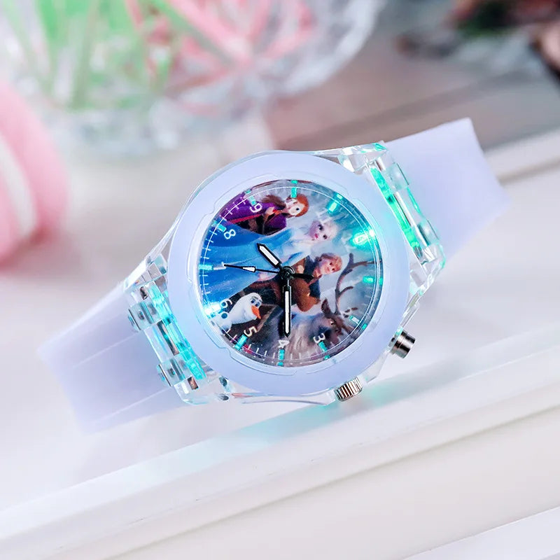 Disney Kids Watch for Girls – Princess Elsa Frozen 2 Silicone Strap, Flash Light, Children’s Clock, Reloj Infantil
