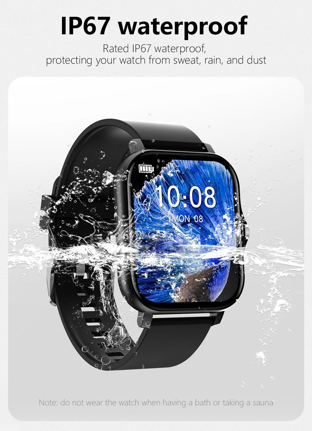 Smartwatch with Full Touch Screen — Call, Message Reminder, Music Control & Multi-Function Fitness Tracker, Compatible with iPhone & Android