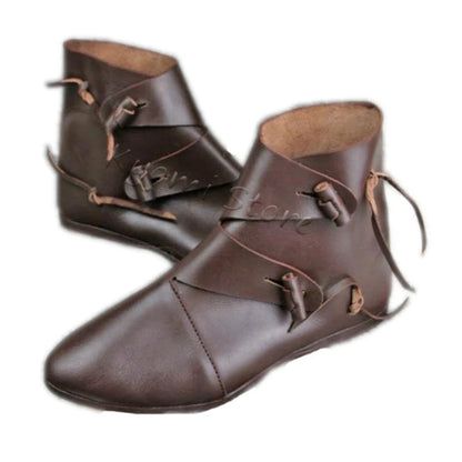 Medieval Viking PU Leather Boots - Pirate Paladin Knight Prince Cosplay Shoes for Men