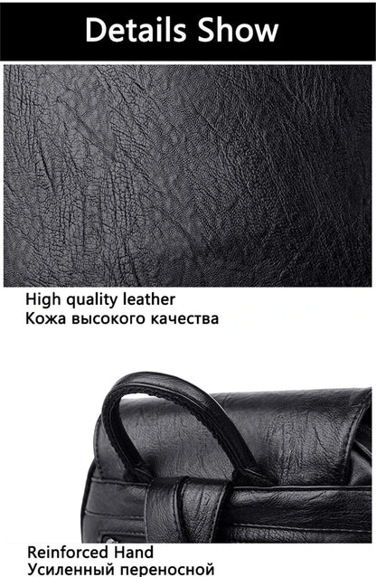 Women's Backpack 2022 - High-Quality Soft Leather, Large Capacity, Leisure Travel & School Bag for Teenage Girls - Black Mochila