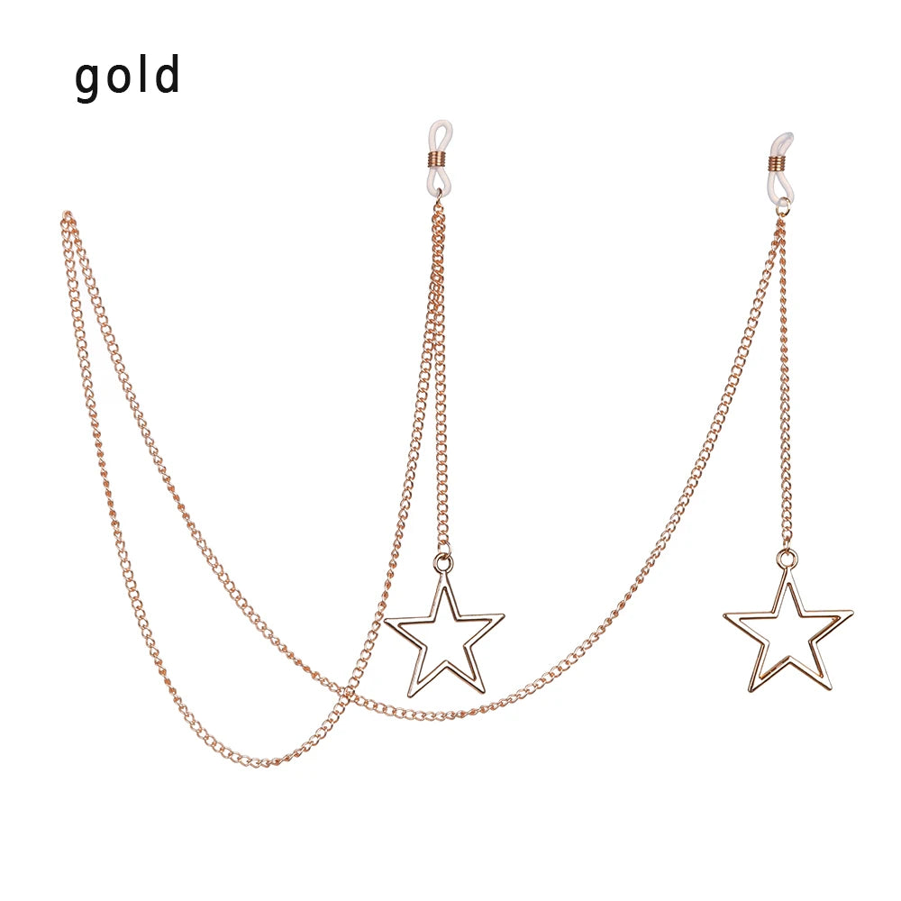 Women Pearl Star Eyeglass Chain - Fashion Beaded Sunglasses Holder Neck Strap For Reading Glasses