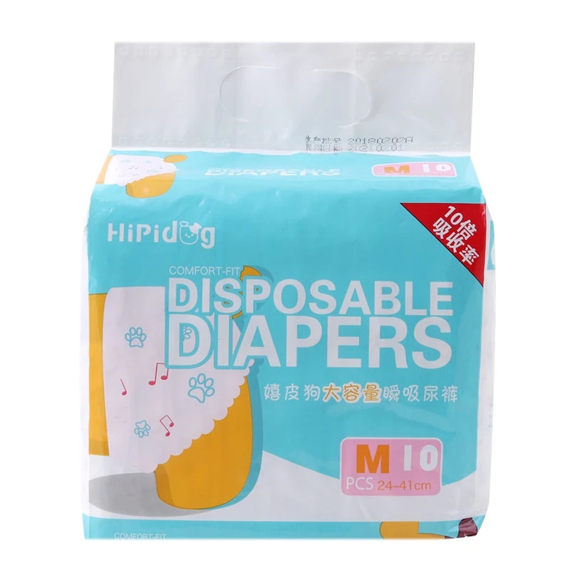 10/12PCS Super Absorbent Dog Diapers – Disposable Leak-Proof Puppy Nappies for Male & Female Dogs