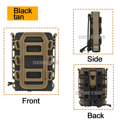 5.56mm & 7.62mm Tactical Fast Mag Pouch - MOLLE Belt Clip Soft Shell Rifle & 9mm Magazine Carrier