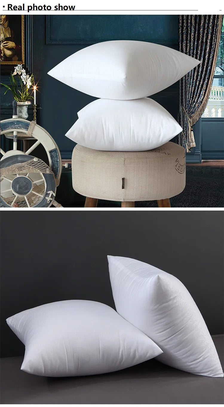 Solid Cushion Core – PP Cotton Filler Pillow for Head, Waist, and Seat, Available in Multiple Sizes (30x30cm to 65x65cm)