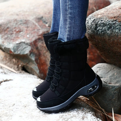 Women’s Winter Snow Boots – High-Quality Warm Lace-Up Ankle Boots, Waterproof Comfortable Outdoor Hiking Shoes, Size 36-42