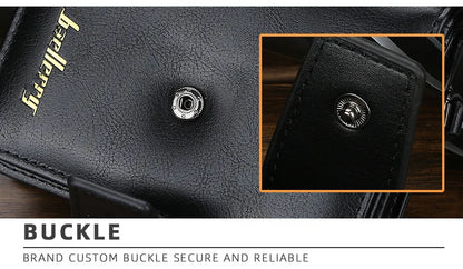 New Business Men’s Wallet — High-Quality PU Leather Zipper Card & Coin Holder, Vintage Male Purse