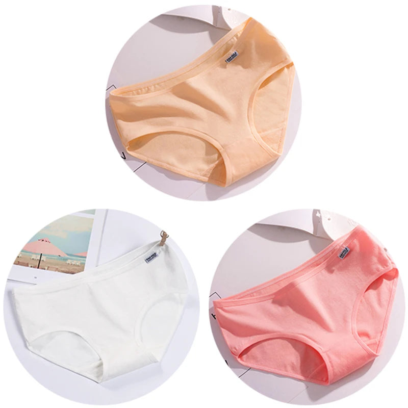 Women’s Cotton Underwear - Candy Color Mid-Waist Breathable Plus Size Briefs
