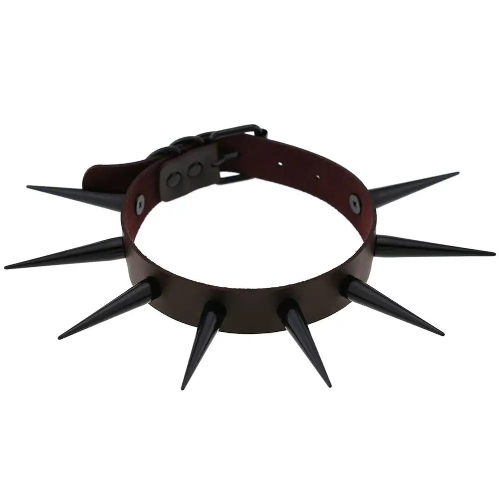 Big Long Spiked Choker Collar – Cool Punk Necklace for Women & Men, Metal Rave Festival Goth Jewelry