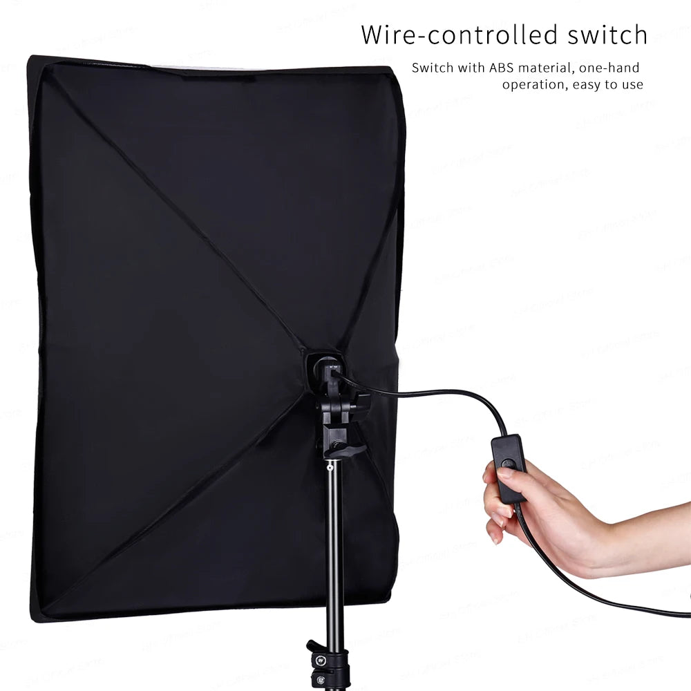 30W-40W Photography Softbox Lighting Kit – 50x70CM Continuous Soft Light for Studio and Portrait Shooting