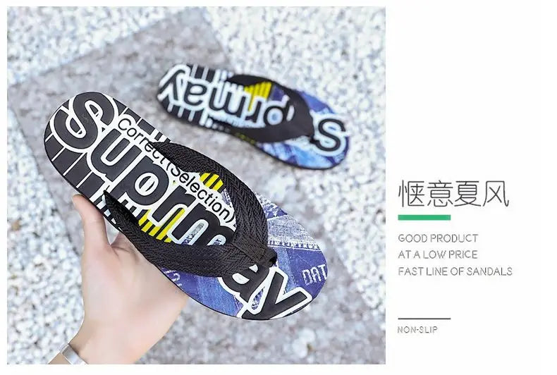 2023 Men’s Flip Flops – Trendy Anti-Skid Casual Beach Slides, Outdoor & Household Sandals