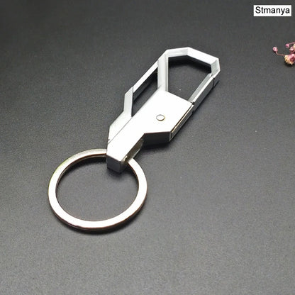 3-Color Silver Metal Keychain – Classic Inlay Key Ring, Romantic Gift for Men & Women