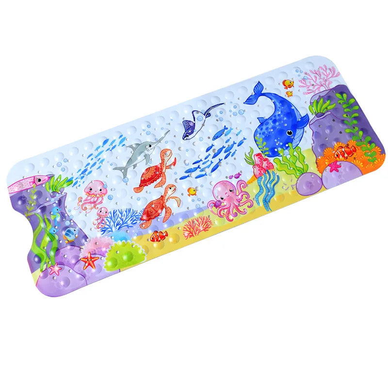 Large Cartoon PVC Bath Mat – Anti-Slip Shower & Bathtub Mat with Suction Cups, Soft Massage Pad for Kids & Elderly