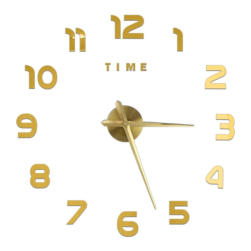 3D DIY Wall Clock - Modern Acrylic Mirror Sticker Quartz Clock For Living Room Decor With Silent Movement