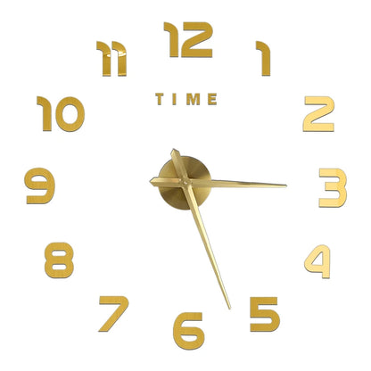 3D DIY Wall Clock - Modern Acrylic Mirror Sticker Quartz Clock For Living Room Decor With Silent Movement