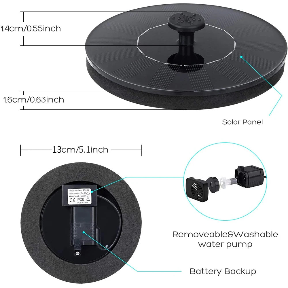 Mini Solar Powered Water Fountain – Floating Garden & Pond Waterfall Pump for Bird Bath, Outdoor Decorative Water Feature