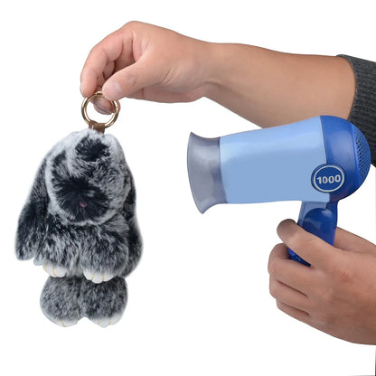 Genuine Rex Rabbit Fur Keychain - Fluffy Bunny Bag Charm and Car Pendant for Women