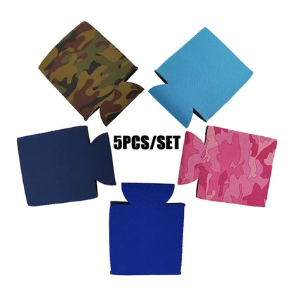 5pcs Neoprene Beer Sleeves – Portable Drink Cooler for Cans & Bottles, Perfect for Camping, Parties, Weddings & Birthdays