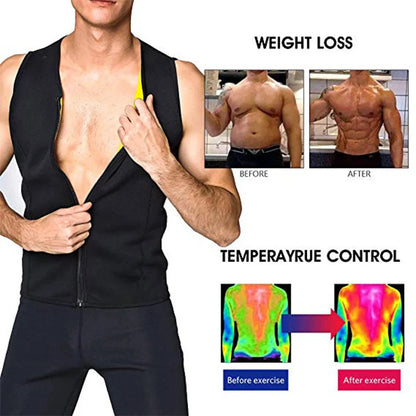 Men’s Body Shaper Waist Trainer – Sauna Sweat Vest Slimming Tank Top for Weight Loss & Fat Burning Workout Shapewear