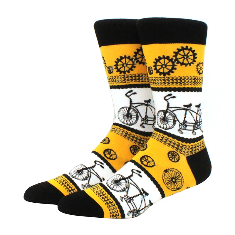Funny Cartoon Fashion Cotton Socks – Hip Hop Skateboard Style Socks for Men & Women, Beer, Pizza, Astronaut & Pineapple Print Casual Wear Socks