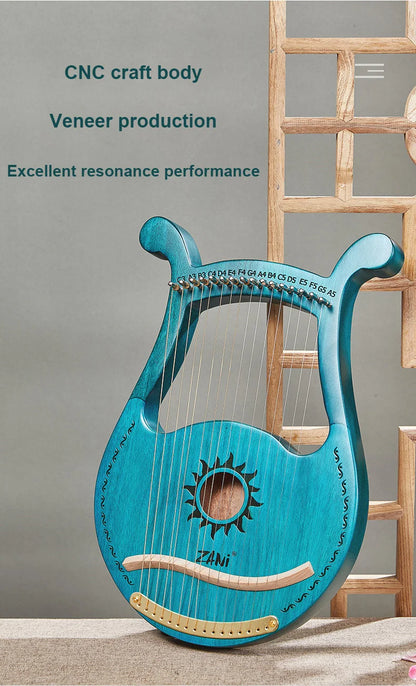 Lyre Harp 19-String – High-Quality Mahogany Musical Instrument with Spare Strings
