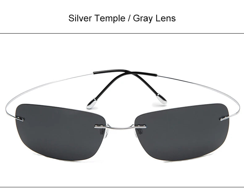 Krasivyy Rimless Square Polarized Sunglasses – Ultralight Pure Titanium, Brand Design for Men, Driving Sun Glasses, Oculos De Sol