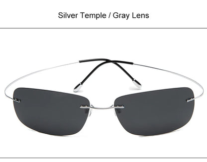 Krasivyy Rimless Square Polarized Sunglasses – Ultralight Pure Titanium, Brand Design for Men, Driving Sun Glasses, Oculos De Sol