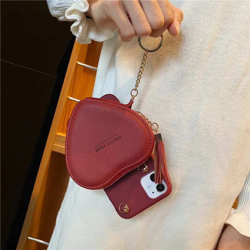 Big Love Heart Crossbody Wallet & Lipstick Bag – Girl’s Gift Case for iPhone 16 Pro Max, 15, 14/14 Pro Max, 13, 12, 11, Xs, Xr, 8 Plus